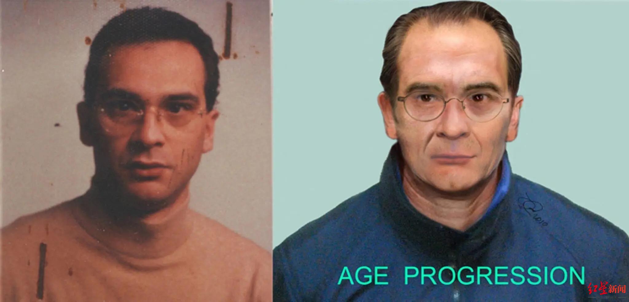 德纳罗年轻时的照片（左）和警方制作的合成图（右）
