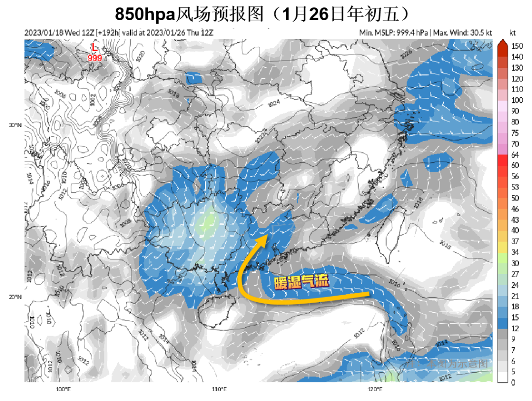 1月26日1500米上空风场预报图