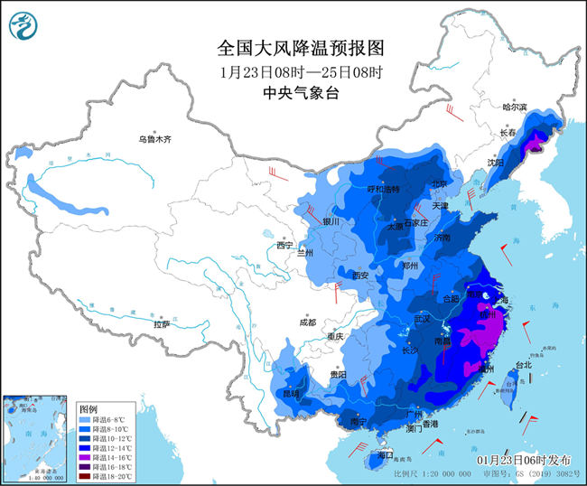 中东部地区有大风降温天气 西藏西部将有持续性降雪天气_手机新浪网