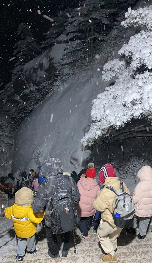 ↑1月25日一早在黄山去看日出的人流