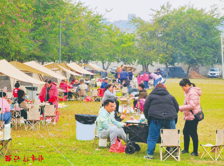 1月23日,在梧州军博园的帐篷营地,众多市民在此休闲娱乐.记者 何鎏 摄