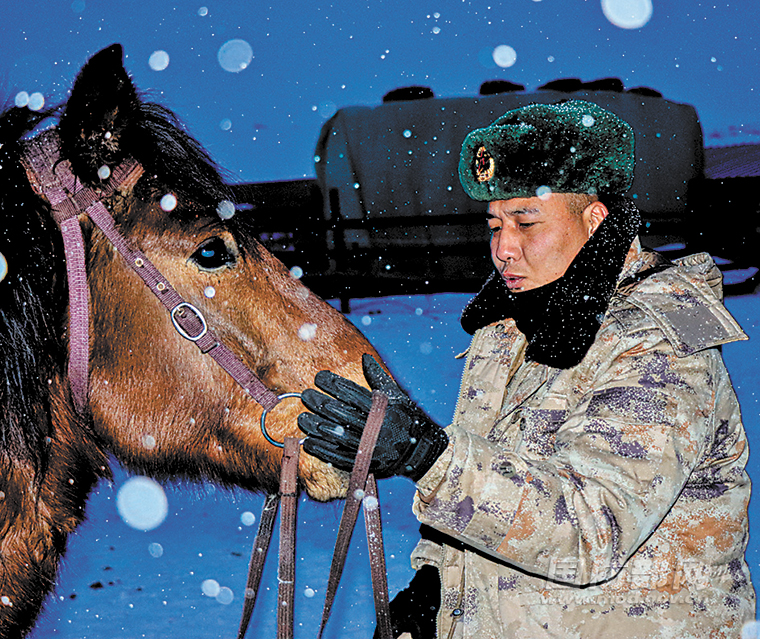 南夸才让悉心照料哨所军马"我是小白杨精神第54代传人……"夜空下,"