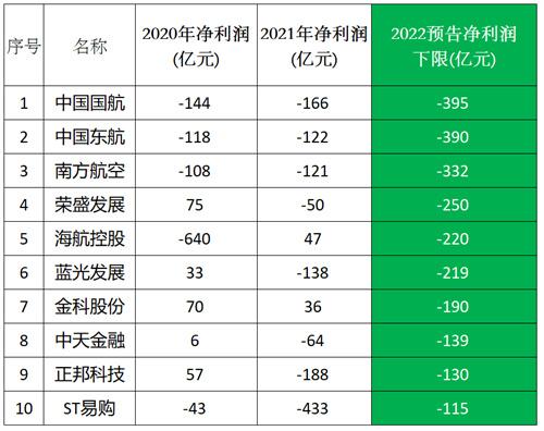 （2022年业绩预告亏损前10公司 数据来源：Wind）