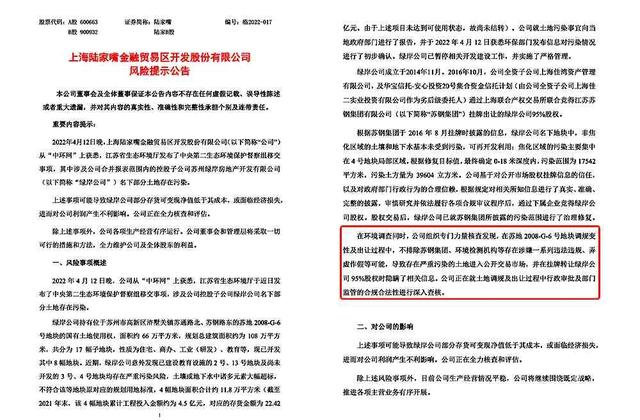 ▲上海陆家嘴公司表示，不排除存在涉嫌一系列违法违规、弄虚作假行为的可能。图片来源/上海陆家嘴公司