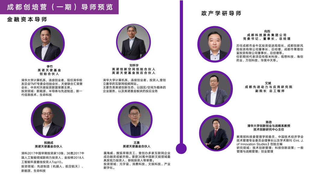 英诺创新学院成都创培营（一期）导师预览