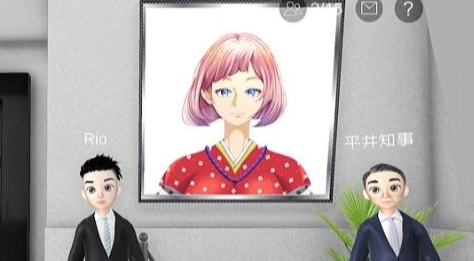 ↑八上姬被聘为鸟取县的AI职员，右边是知事平井伸治的虚拟形象