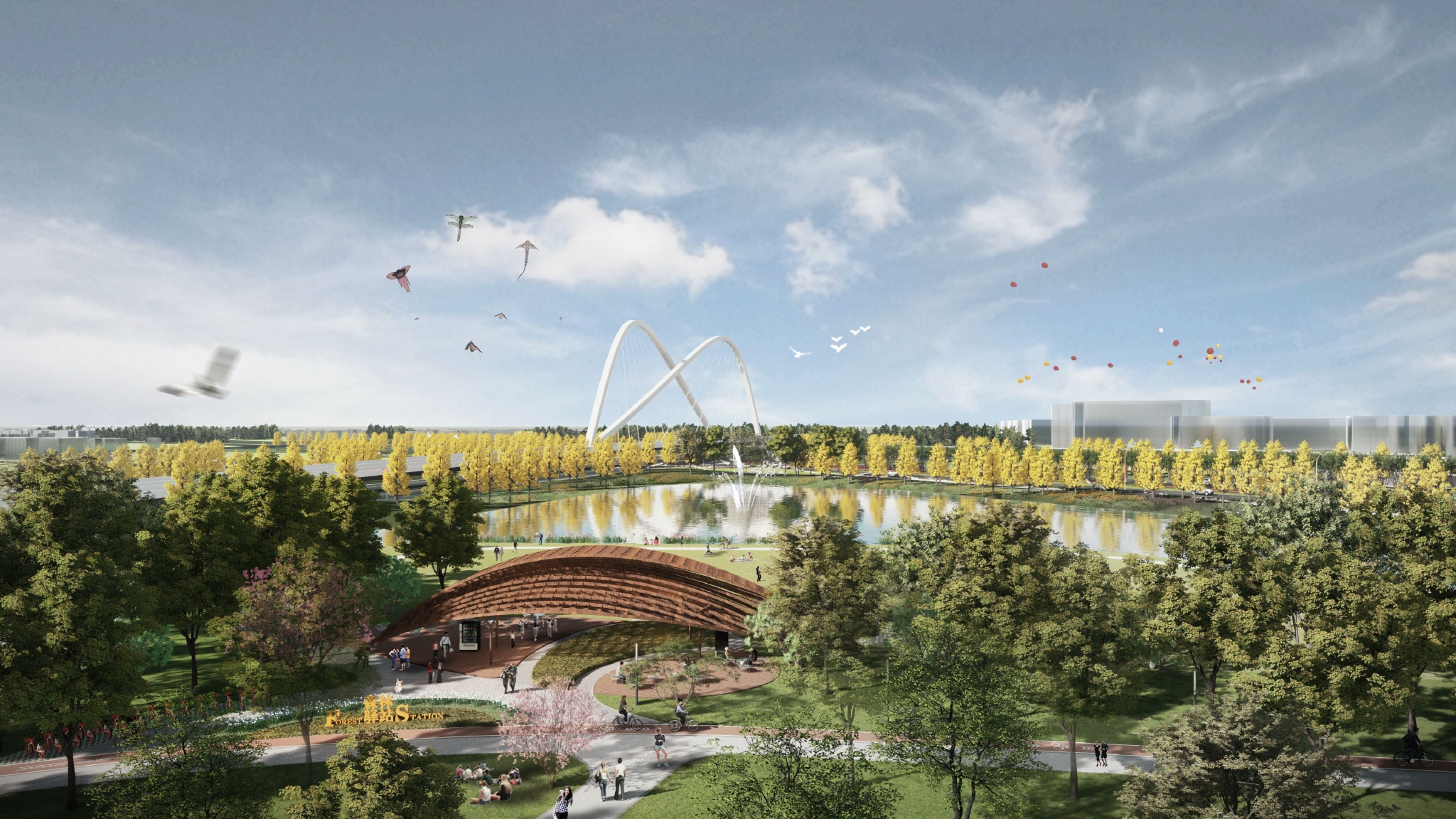 南汇新城绿环-风舞林菲-自行车驿站效果图