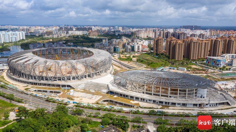 航拍琼海市文化体育中心项目 预计2023年12月竣工