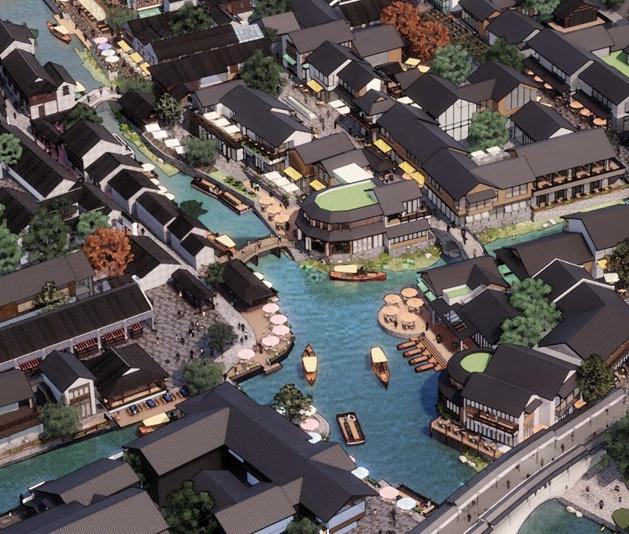 市河两岸效果图