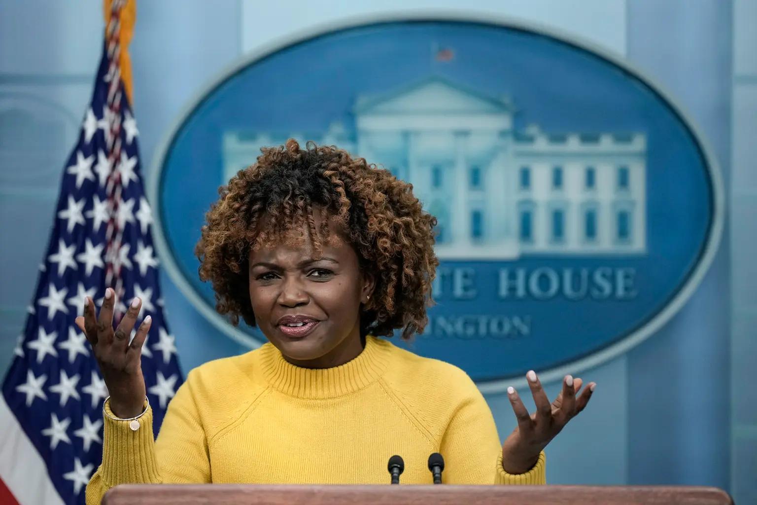 白宫发言人卡琳·让-皮埃尔(图片来源:美联社)