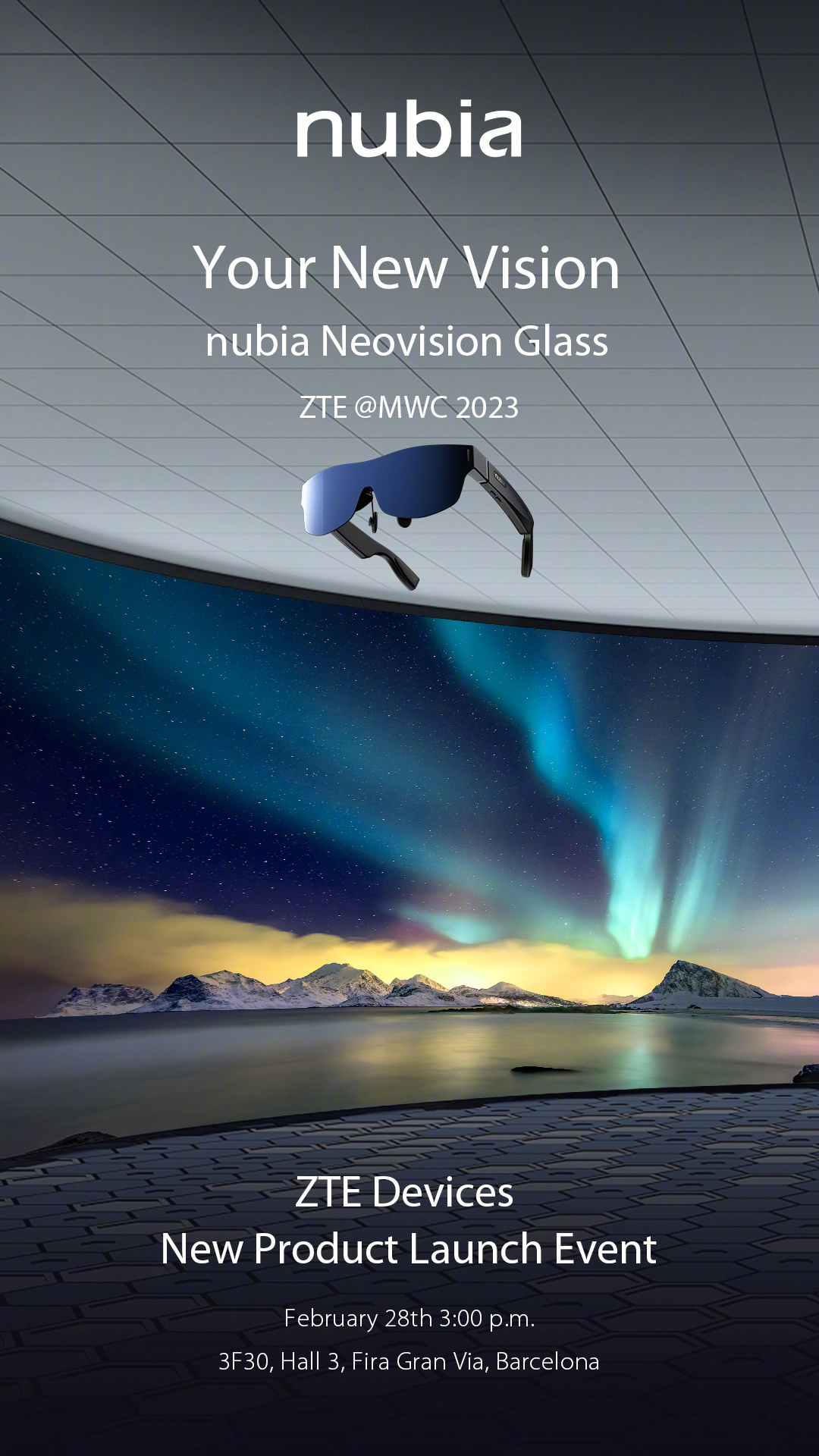 努比亚：努比亚首款 AR 智能眼镜 nubia Neovision Glass 官宣，将于 MWC2023 亮相