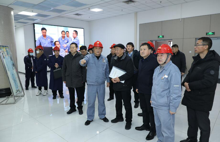 图为李寿生(左四)一行在兴化集团调研。