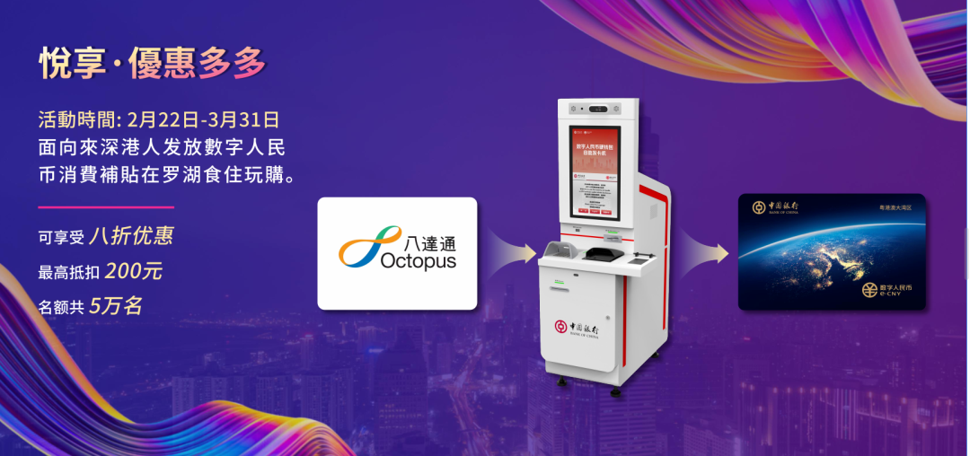 数字：深圳推出自助发卡机，来深香港八达通用户可申领数字人民币硬钱包卡