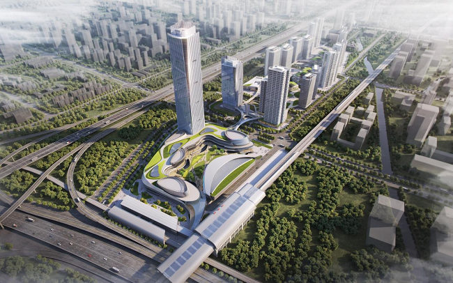 　　新鸿基南沙庆盛枢纽综合体：鸟瞰图 ?AG汇创