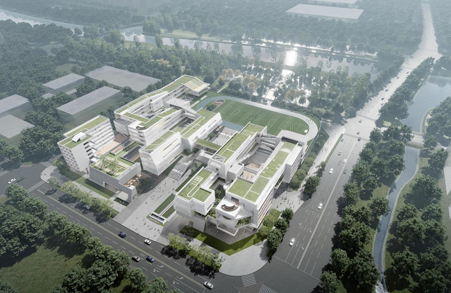 　　深圳前海妈湾十九单元九年一贯制学校：鸟瞰图 ?AG汇创