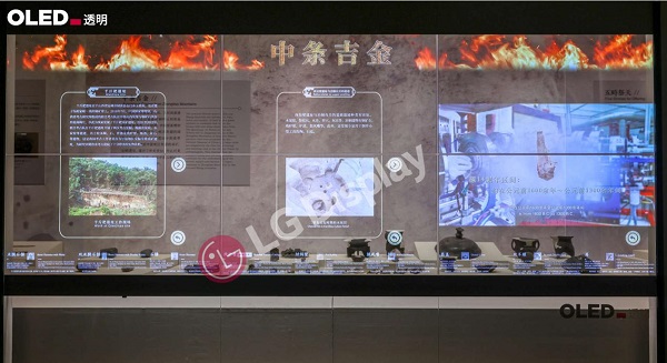 国家博物馆内的透明OLED显示屏