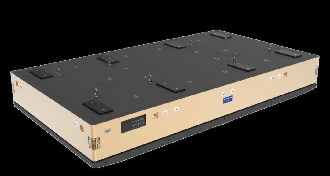 嘉腾机器人自研的全国最大重载agv,其最大托举重量可达到80吨.