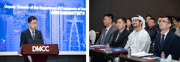 　　与迪拜多种商品交易中心(DMCC)自贸区总监马尔万萨利赫对接洽谈