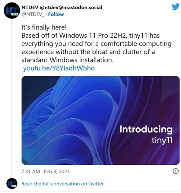 系统：Tiny11 Builder打造极致精简版Win112GB内存就能跑流畅