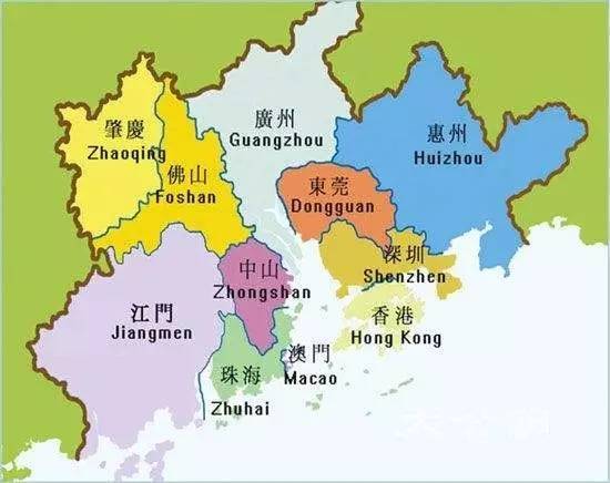 　　粤港澳大湾区“9+2”区域分布图