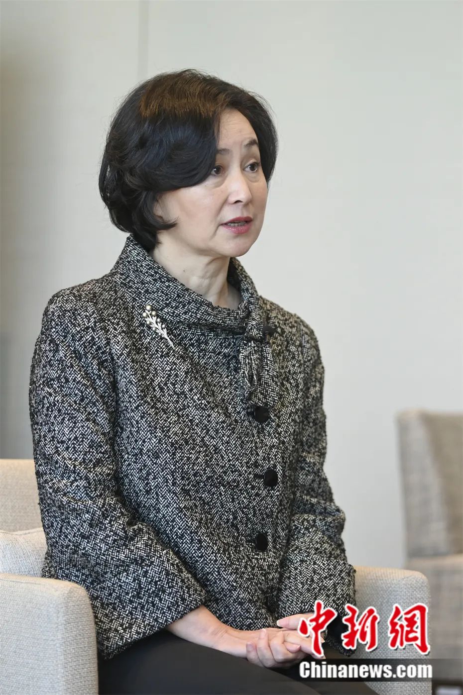 何超琼接受中新网"港澳会客厅"采访.李志华 摄