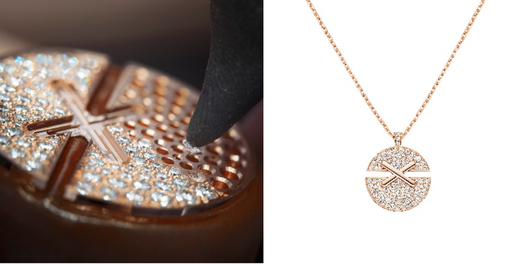 　　CHAUMET Liens缘系·一生系列 圆·缘 中号玫瑰金全镶钻项链 (现时参考价：￥65,200)