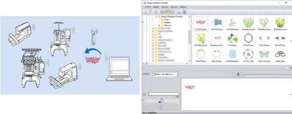 　　使用Design Database Transfer，将花样无线传输至机器中