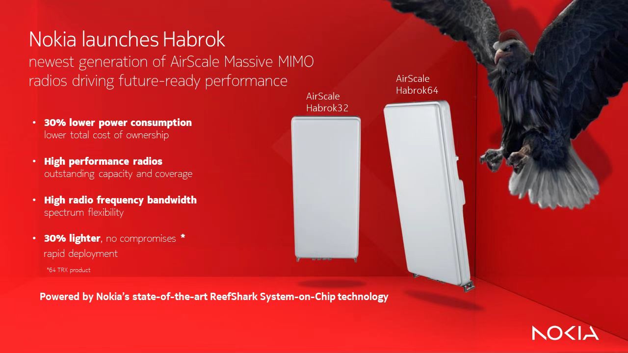 诺基亚：MWC23诺基亚推出了由最新一代ReefShark提供支持的AirScale 5G massive MIMO