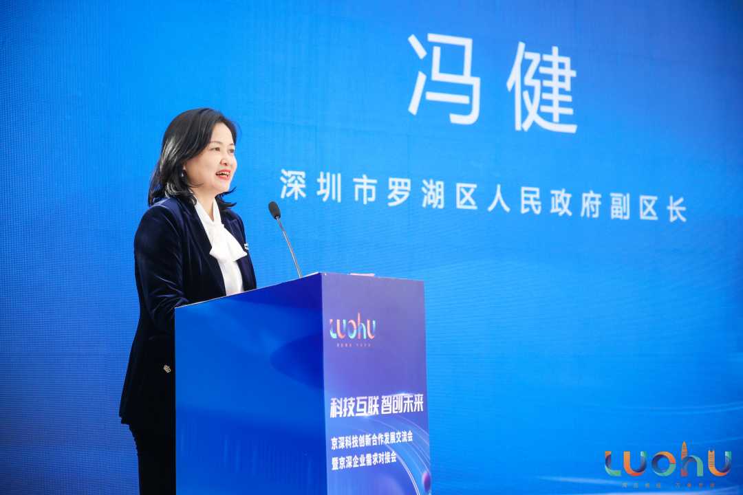 图为深圳市罗湖区副区长冯健发言.