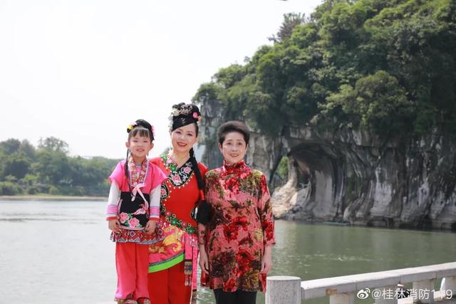 三代刘三姐黄婉秋与女儿小秋,外孙女羽秋(图据桂林消防)