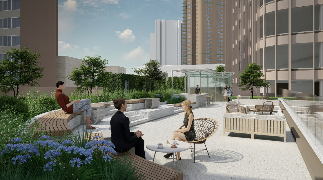 　　(鸿寿坊屋顶花园效果图)