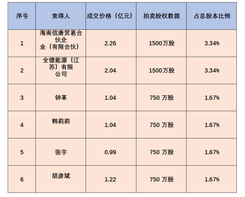 拍卖股权情况