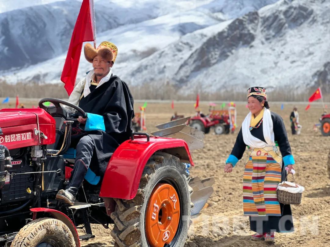 图为墨竹工卡县唐加乡莫冲村春耕仪式开犁耕耘现场 摄影:德吉卓玛