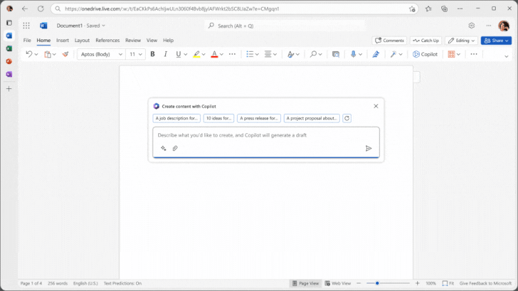 文档功能中的AI助手，图片来自于微软