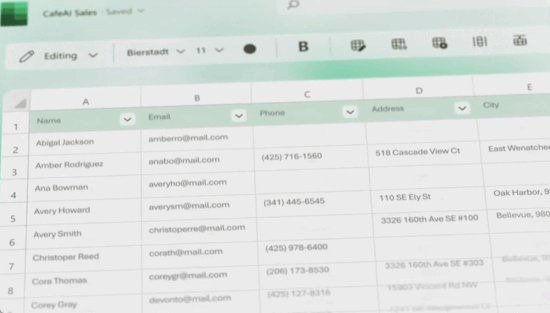 Excel中的AI，图片来自于微软
