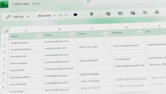 Excel中的AI，‍图片来自于微软