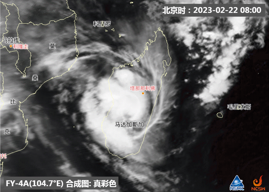 风云系列气象卫星监测下的“弗雷迪”