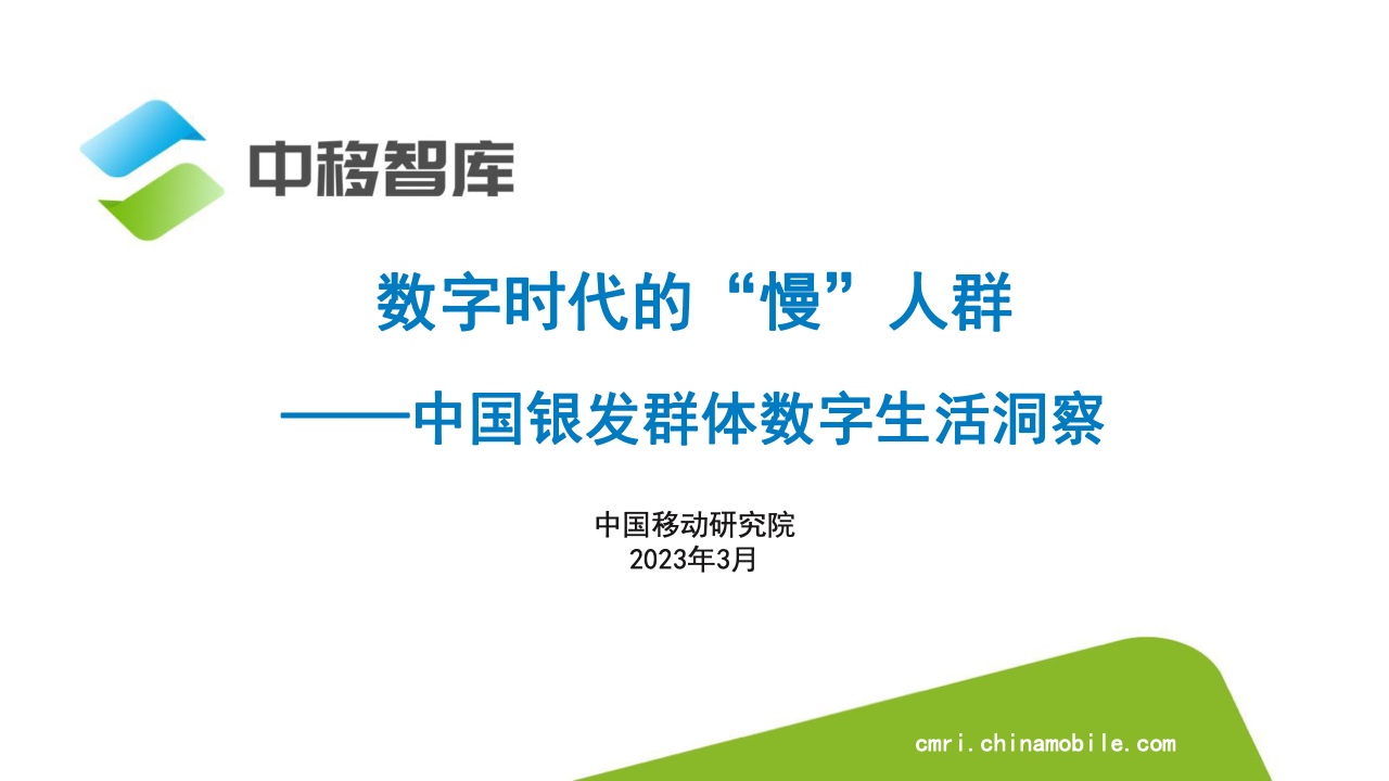 中国银发群体数字生活洞察：数字时代的“慢”人群