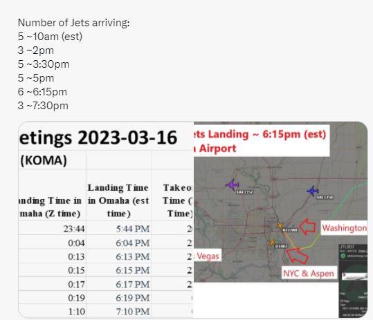 ↑16日下午，超过20架私人飞机降落在奥马哈