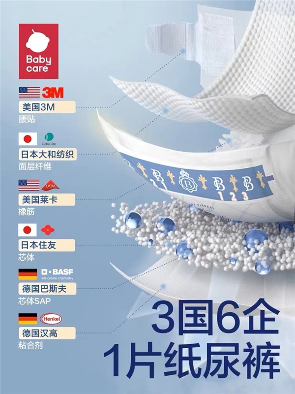 　　(Babycare“3国6企”纸尿裤)