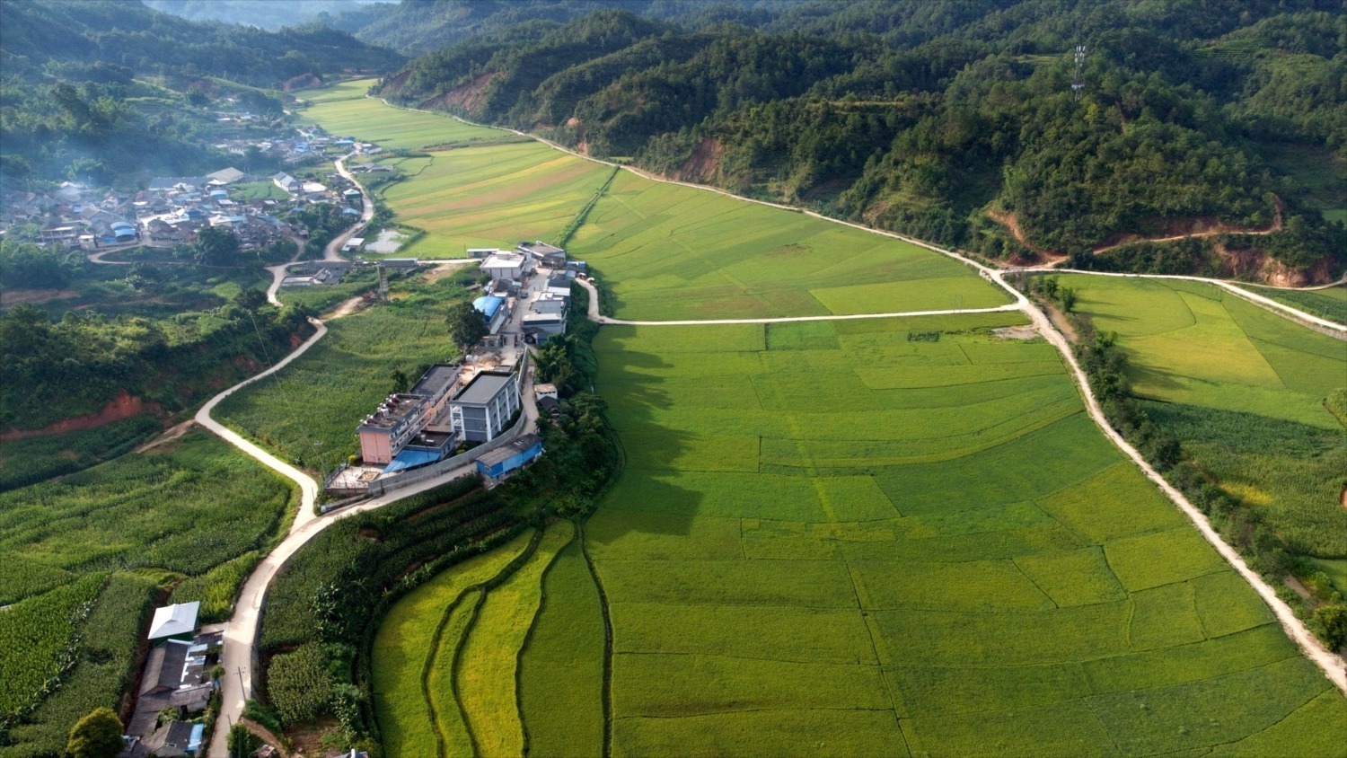 图为:澜沧县南岭乡谦哲村一角(航拍图)