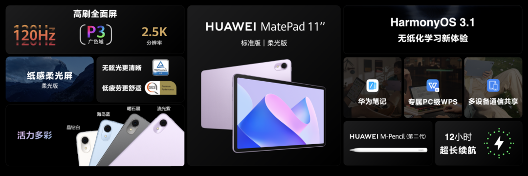 华为MatePad 11英寸2023款平板首发纸感柔光屏助推无纸化学习工具加速