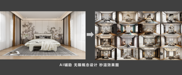　　AI辅助设计室内效果图,产出效率以秒为单位