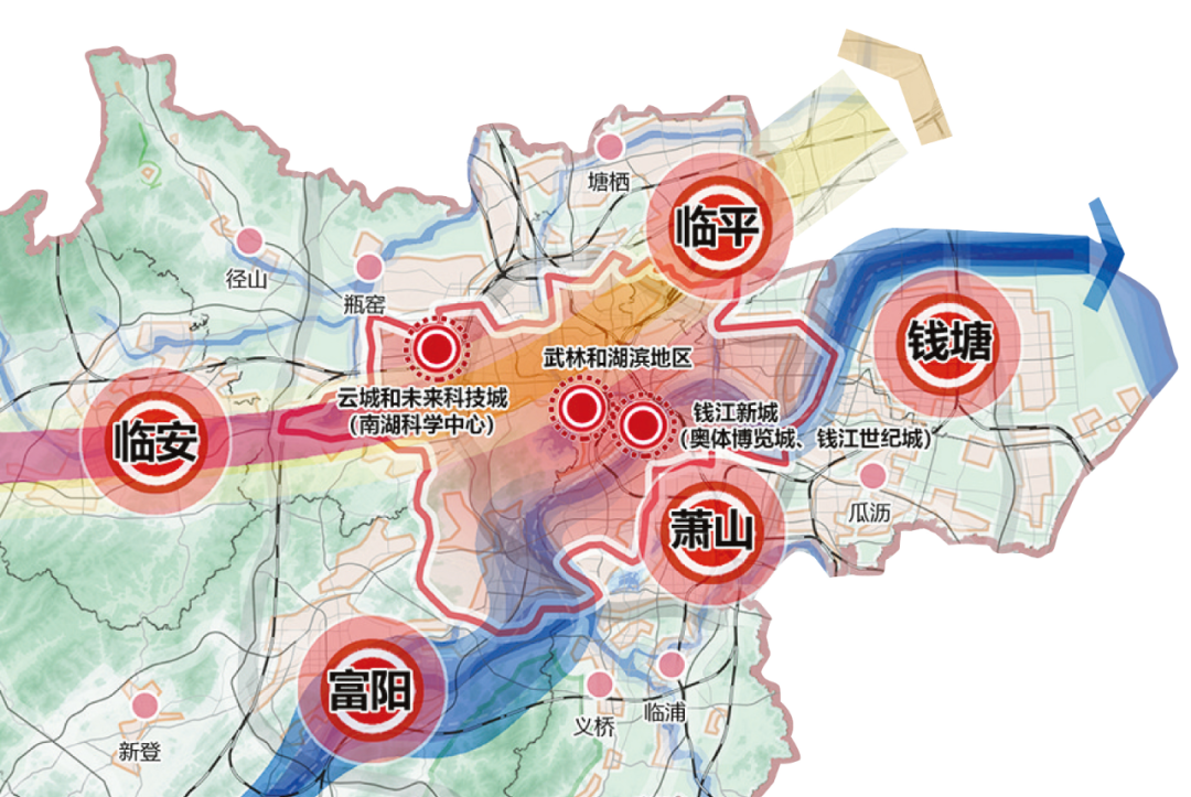 杭州市国土空间规划空间结构示意图