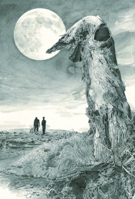 《毛乌素沙漠的月亮》插图 李晨已经为《读者》画了17年插图的李晨,笑