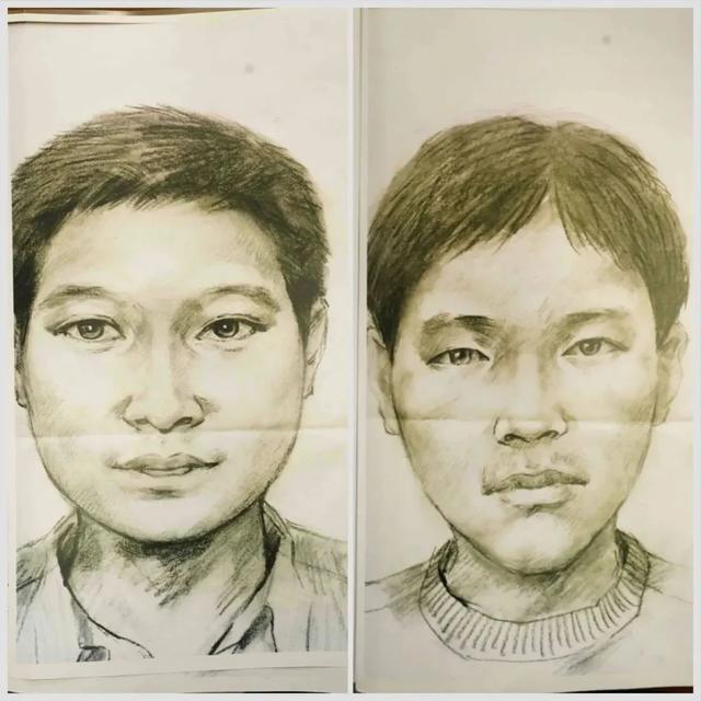 专家画师根据目击者描述所画的嫌疑人画像