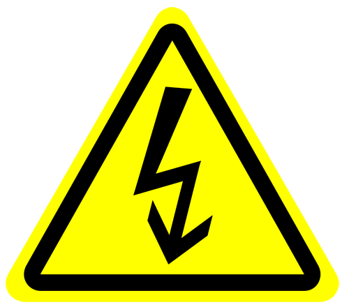 　　黄色标志大多表示警示，如果遇到，则需当心触电