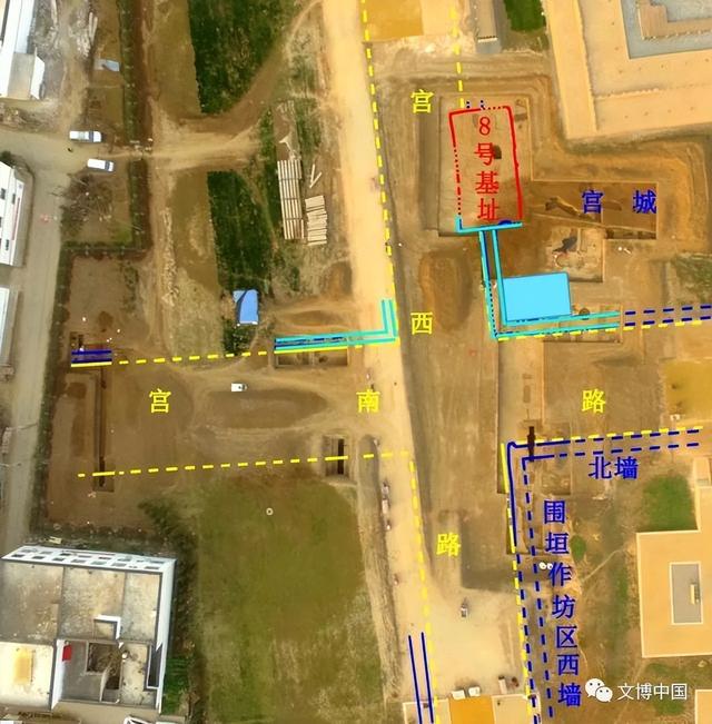 △二里头都邑中心区西南路口的新发现 航拍示意图