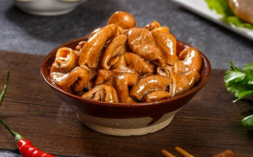 　　(美好食品卤肥肠实拍图)