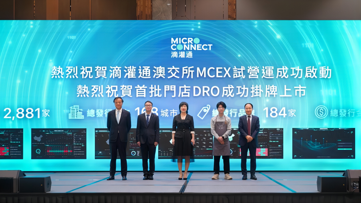 　　首批门店DRO挂牌上市(从左至右：李小加先生、王继库先生、李红艳女士、周颖群先生、张高波先生)